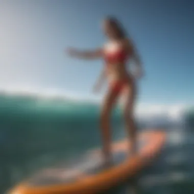 A fitness enthusiast performing a workout routine on a surf exercise board