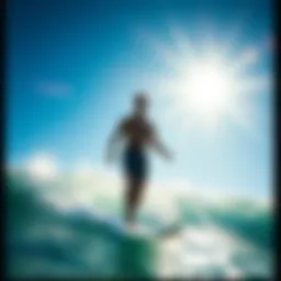 Dynamic action shot of a surfer wearing Rip Curl board shorts