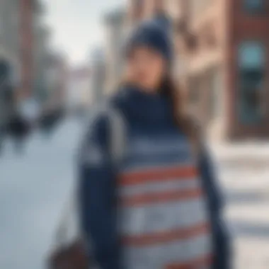 Fashion-Forward Snowboard Sweater in Urban Context A fashion-forward snowboard sweater displayed in an urban setting, illustrating its cultural relevance.