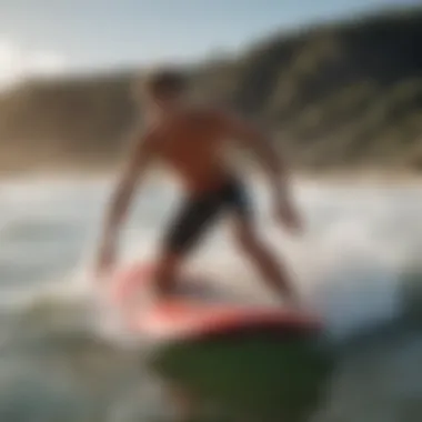 Boogie Boarding in Action A vibrant beach scene showcasing boogie boarders riding waves