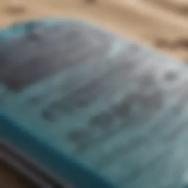 Close-up of a boogie board with unique designs and features