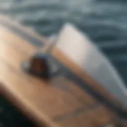 Detailed view of foil surfboard components showcasing the mast and wings