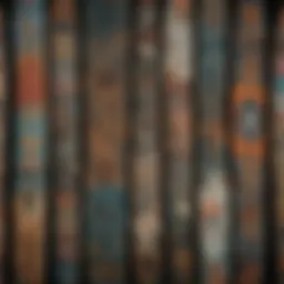 A collection of used skateboard decks arranged artistically