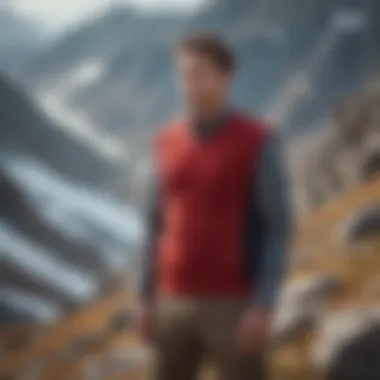 Sweater vest worn by extreme sports enthusiast on rugged mountain terrain