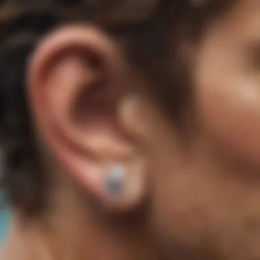 A close-up of a surfer's ear underwater