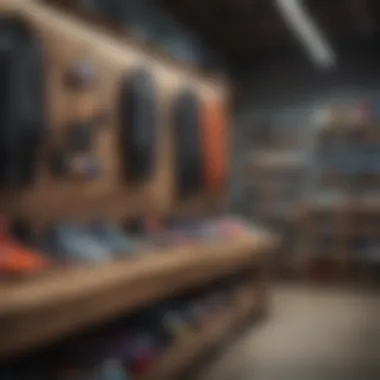 Surf Shop Showcase Wetsuit socks displayed in a modern surf shop setting