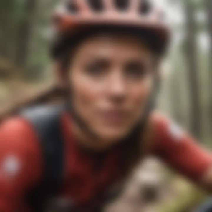 An inspirational portrait of a leading female mountain biker in action.