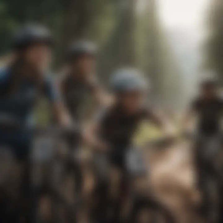 A group of female riders celebrating their achievement after a challenging race.