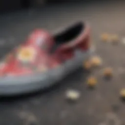 Flowered Vans Slip-Ons on Skateboard