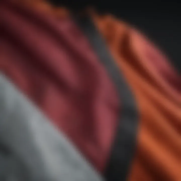Close-up of high-performance split color shorts fabric