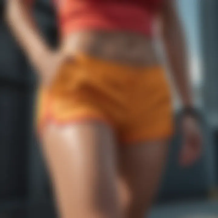 Abstract geometric design of split color shorts