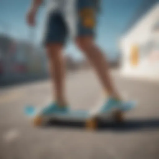 Colorful split shorts on skateboard ramp