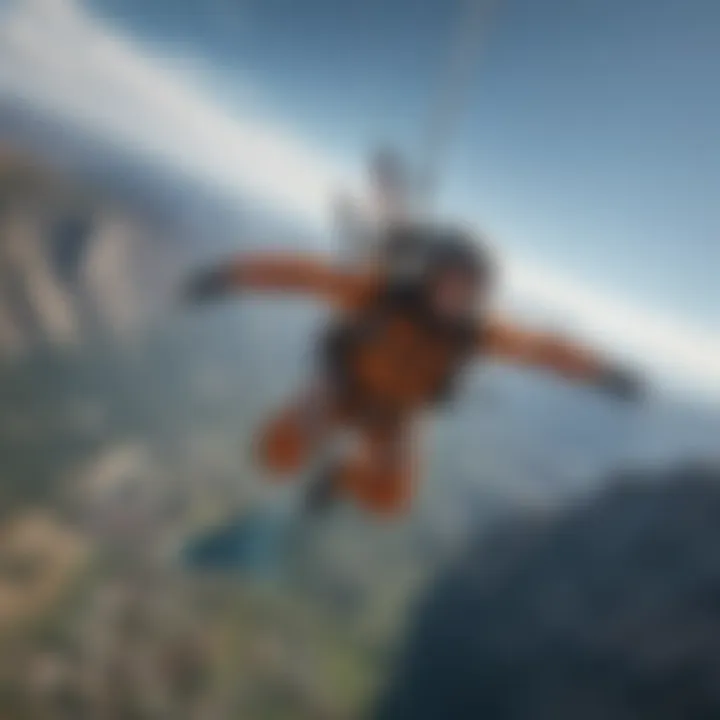 A skydiver soaring through the sky with an exhilarating free fall descent