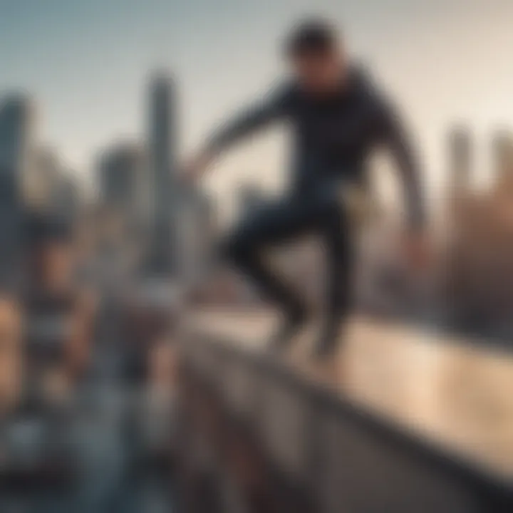 Rooftop Parkour Overlooking Chicago Skyline