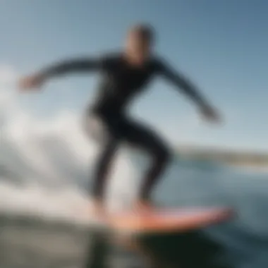 Extreme athlete riding a powerful wave on a surfboard