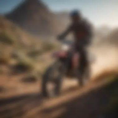 Off-road biker maneuvering through rugged terrain with skill and precision