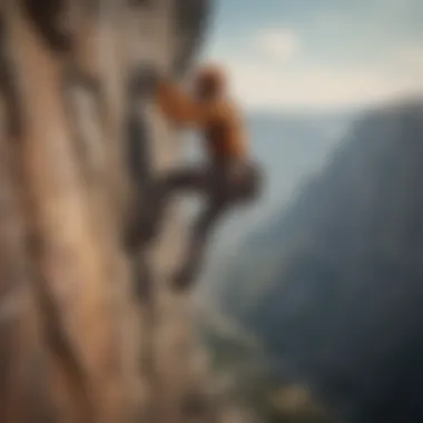 Rock climber scaling a challenging cliff