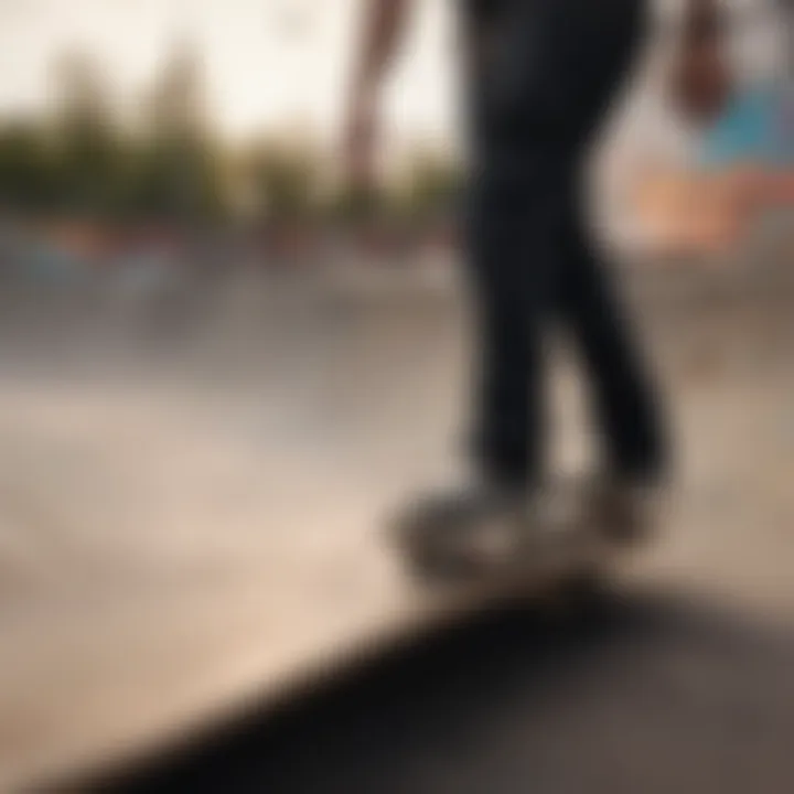 Skateboarder navigating through an urban skate park