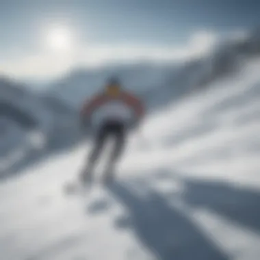 Fearless skier racing down a snow-covered mountain at high speed