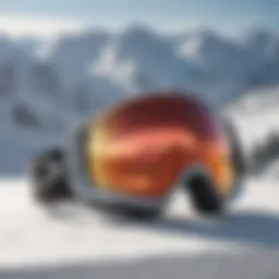 A pair of Oakley ski goggles against a snowy backdrop