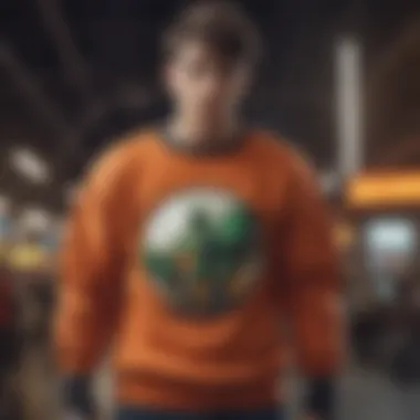 BMX rider flaunting a Dragon Ball Z sweater with a futuristic design Dragon Ball Z sweater with futuristic design worn by a BMX rider
