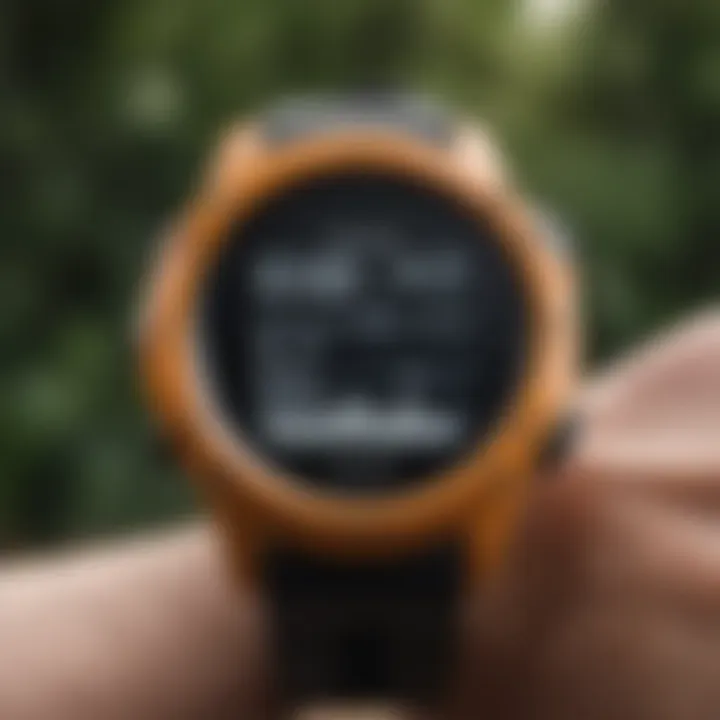 Close-up of Garmin Instinct GPS watch display