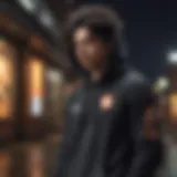 Elegant Goku Black Hoodie on Asphalt