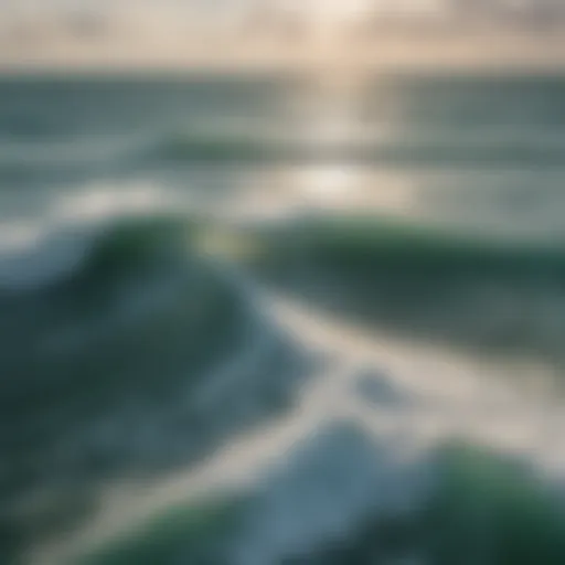 Aerial view of Gulf of Mexico with powerful waves