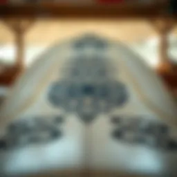 Close-up of a handcrafted surfboard showcasing intricate designs