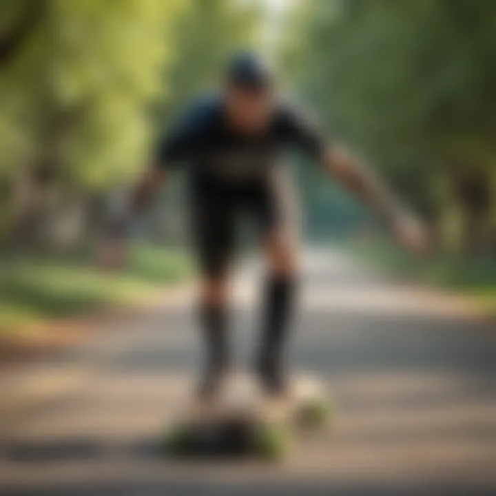 Rider testing longboards in a park