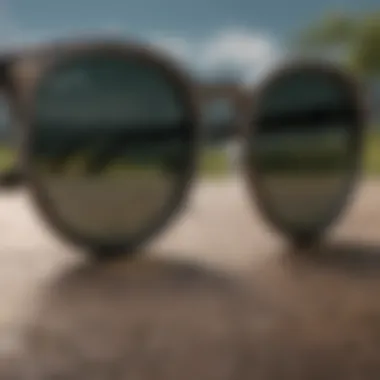 Close-up of intricate detailing on round black Ray Bans frame