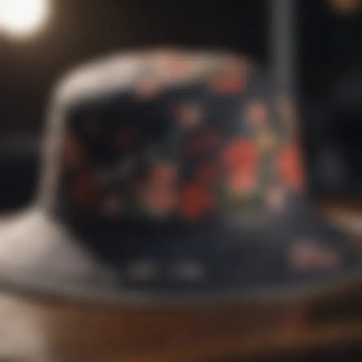 A stylish anime bucket hat adorned with traditional Japanese motifs and elegant patterns