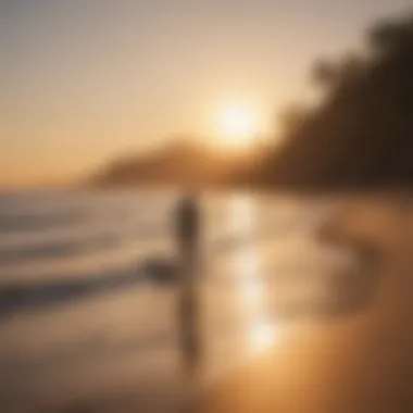 Perfect Conditions: Embracing Nature's Canvas A serene beach environment at sunset, highlighting the ideal conditions for kite surfing practice.