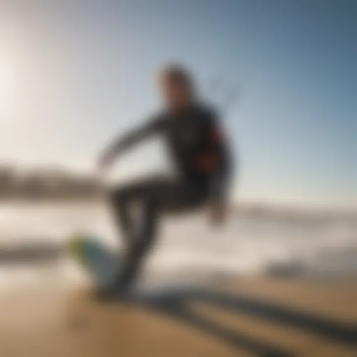 Thriving kite surfing community gathered on the beach