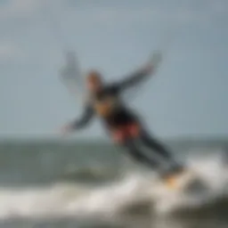 A kiteboarder gliding over the waves in St. Petersburg