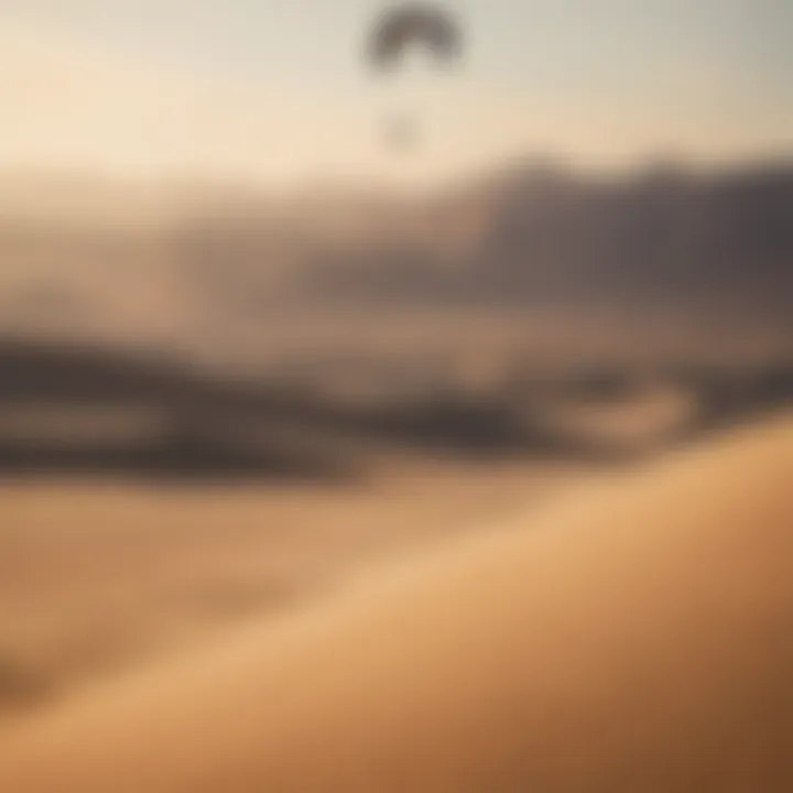 A scenic view of an ideal land kiteboarding location with sand dunes.