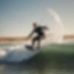 Kitesurfer riding the waves in Dakhla, Morocco