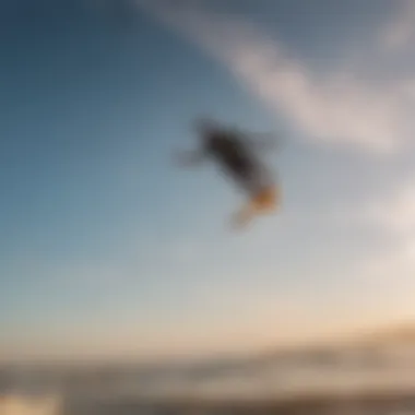 Kitesurfing board soaring under the Moroccan sky