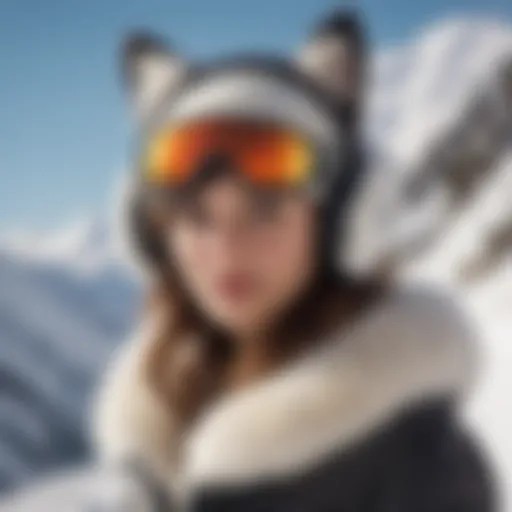 Fashion-forward kitty ear muffs on a daring snowboarder