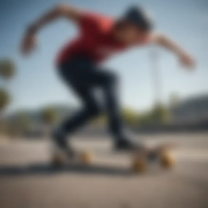 A rider performing tricks on a Landyachtz longboard, demonstrating its versatility