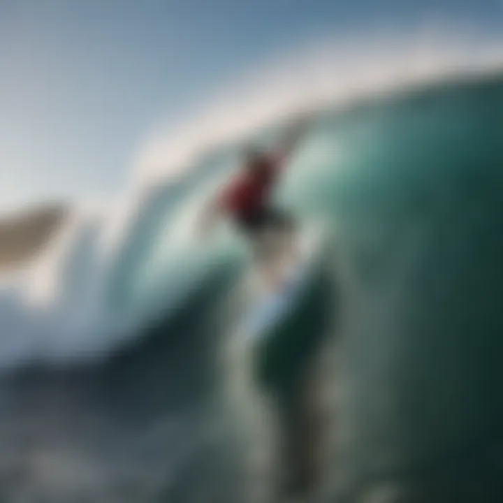 A surfer riding a wave on a Libtech board demonstrating performance