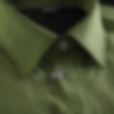 Close-Up of Lime Green Button-Up Shirt Fabric Texture