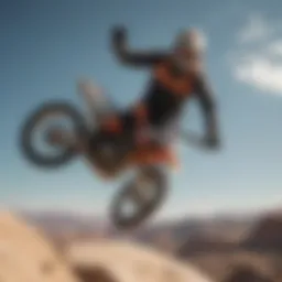 An athlete performing a gravity-defying stunt during a live action sports event.
