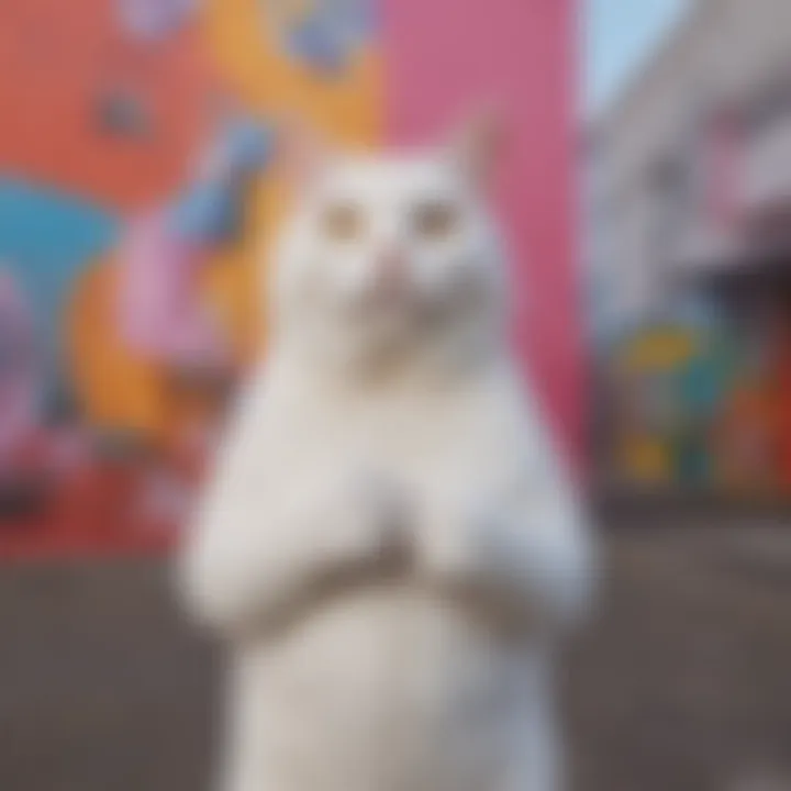 Lord Nermal symbolizing nonconformity against a backdrop of colorful murals