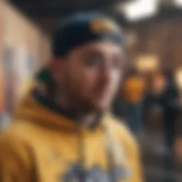Abstract depiction of Mac Miller's laid-back streetwear