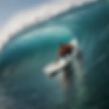 Riding the Perfect Man-Made Wave A surfer riding a perfect man-made wave in a competition setting