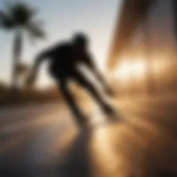 Silhouette of a longboarder executing a smooth slide