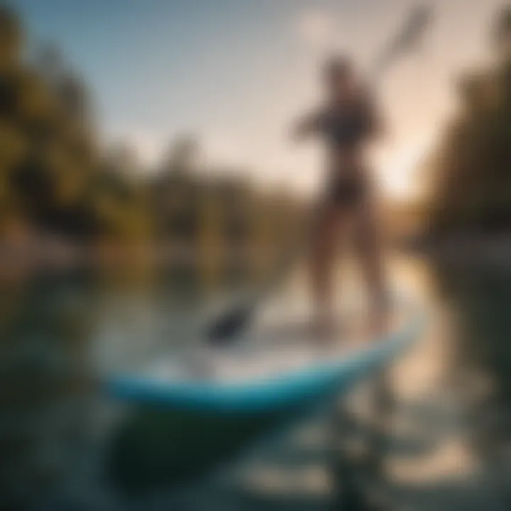 Professional performing a challenging paddle board maneuver