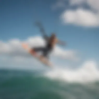 Kitesurfer performing tricks on a windy day