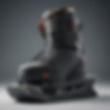 High-Performance Snowboard Bindings A close-up view of high-performance snowboard bindings showcasing their intricate design